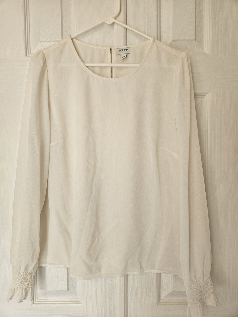 NWT J. Crew Cream Long-Sleeve Round-Neck Blouse